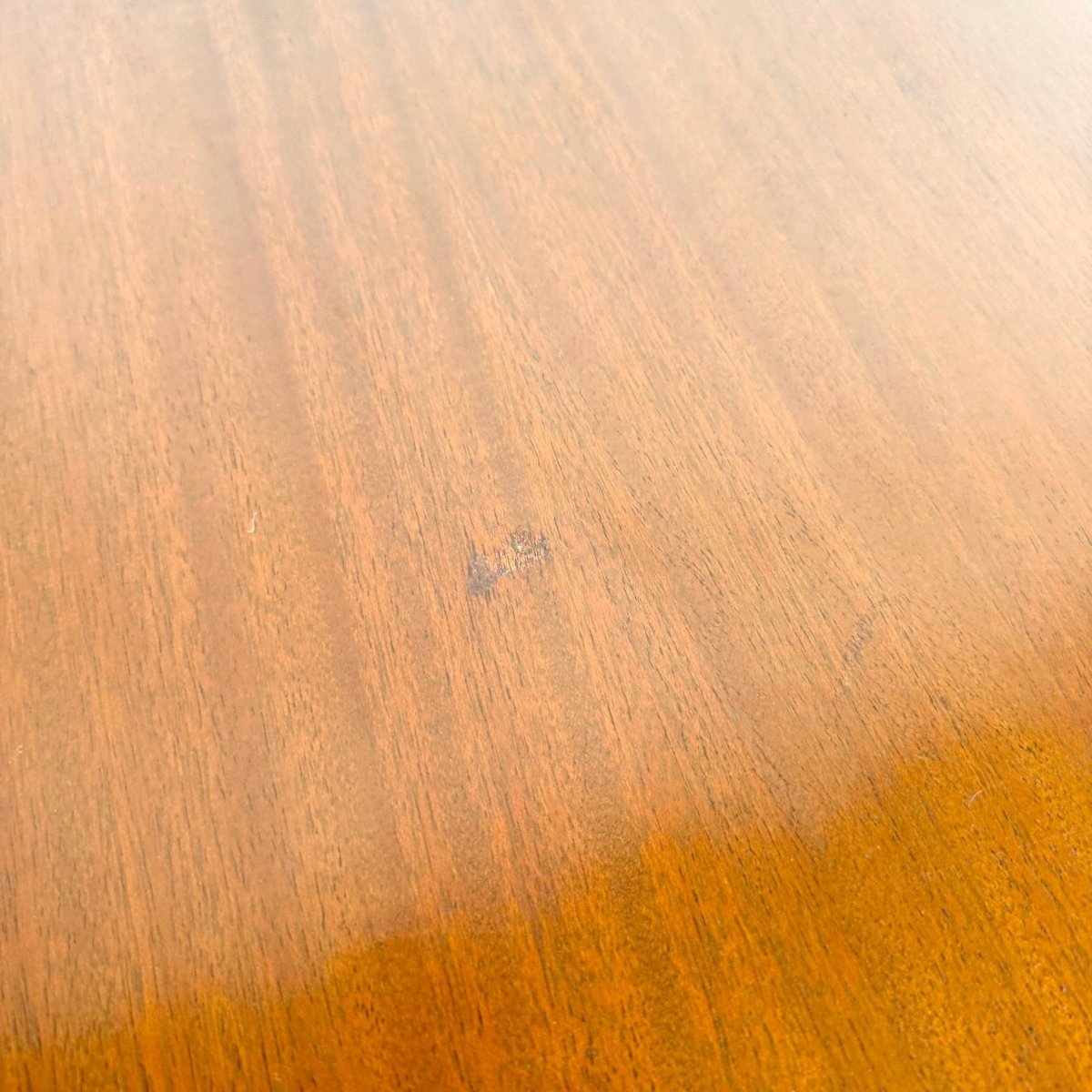 1940s Federal Flamed Mahogany Dining Table With Glass Top by Rway - Dolphin & Flamingo