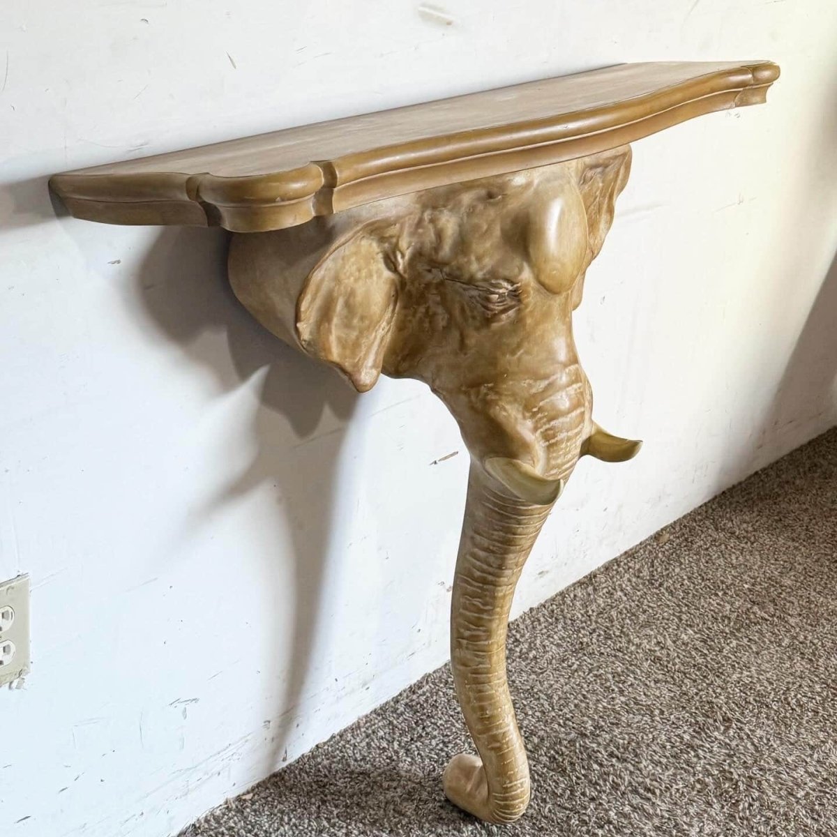 1970s Elephant Sconce Console Table by Chapman - Dolphin & Flamingo
