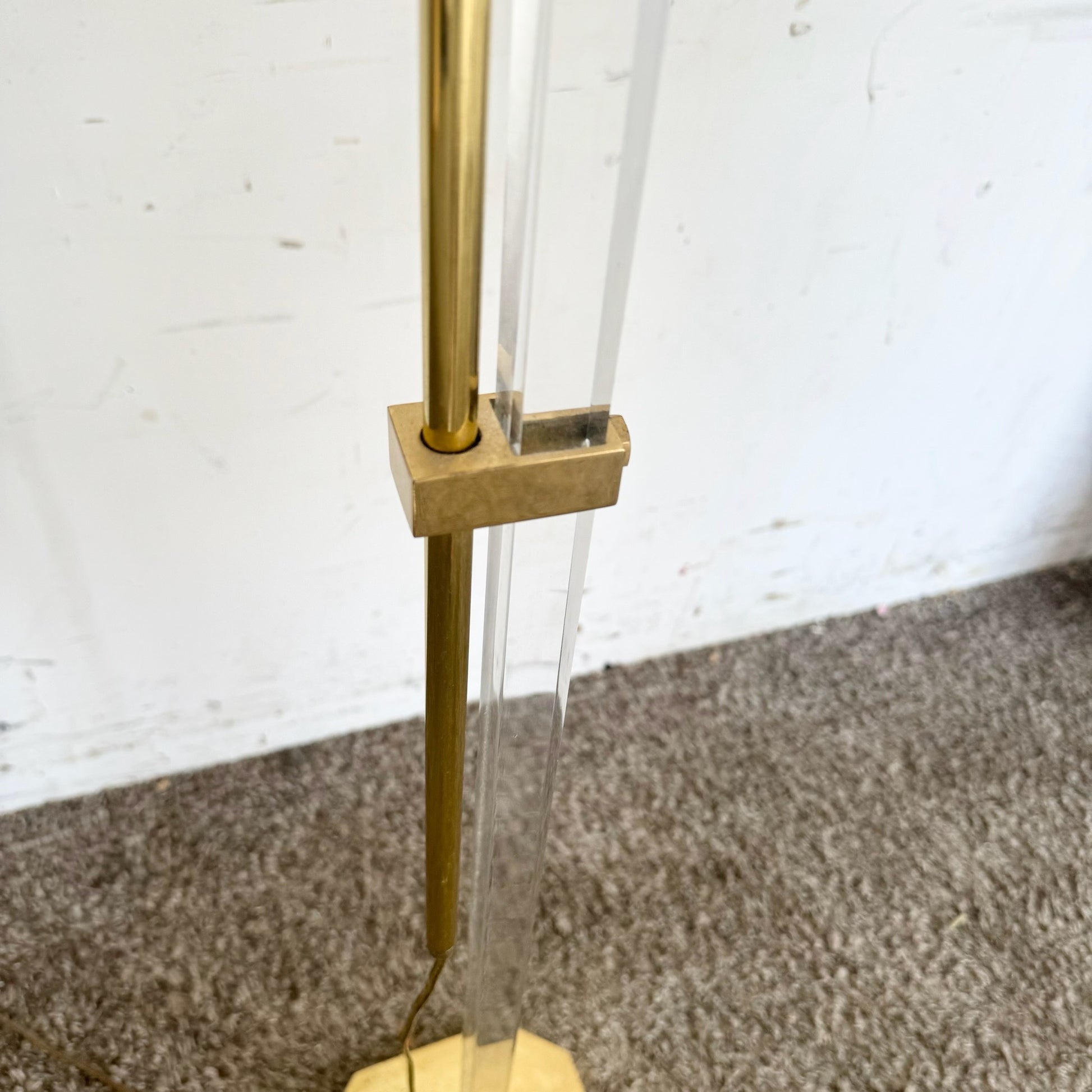 Regency Lucite and Gold Floor Lamp