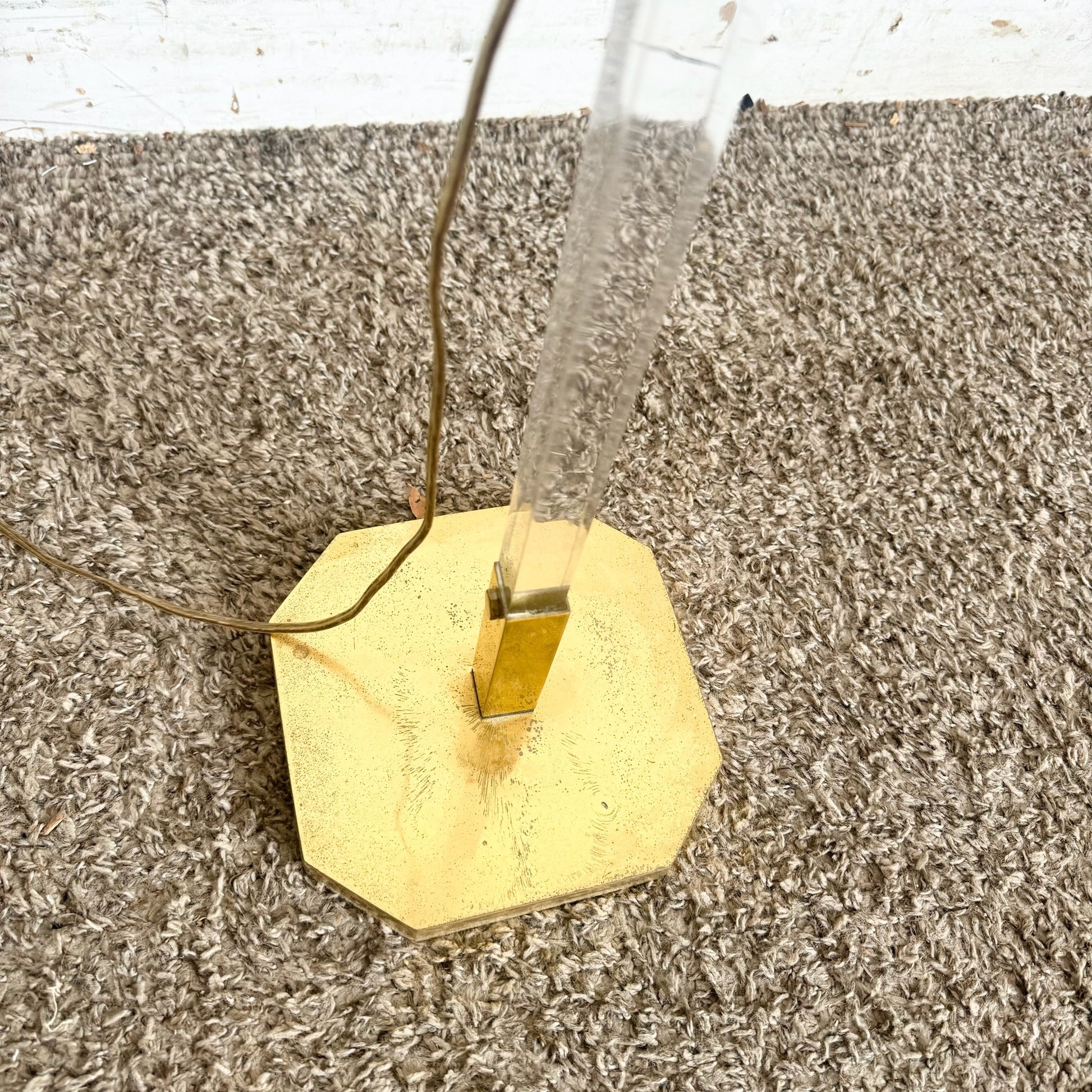 Regency Lucite and Gold Floor Lamp