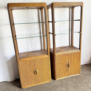 Boho Chic Swirl Pencil Reed Lighted Etageres/Bookshelves - A Pair