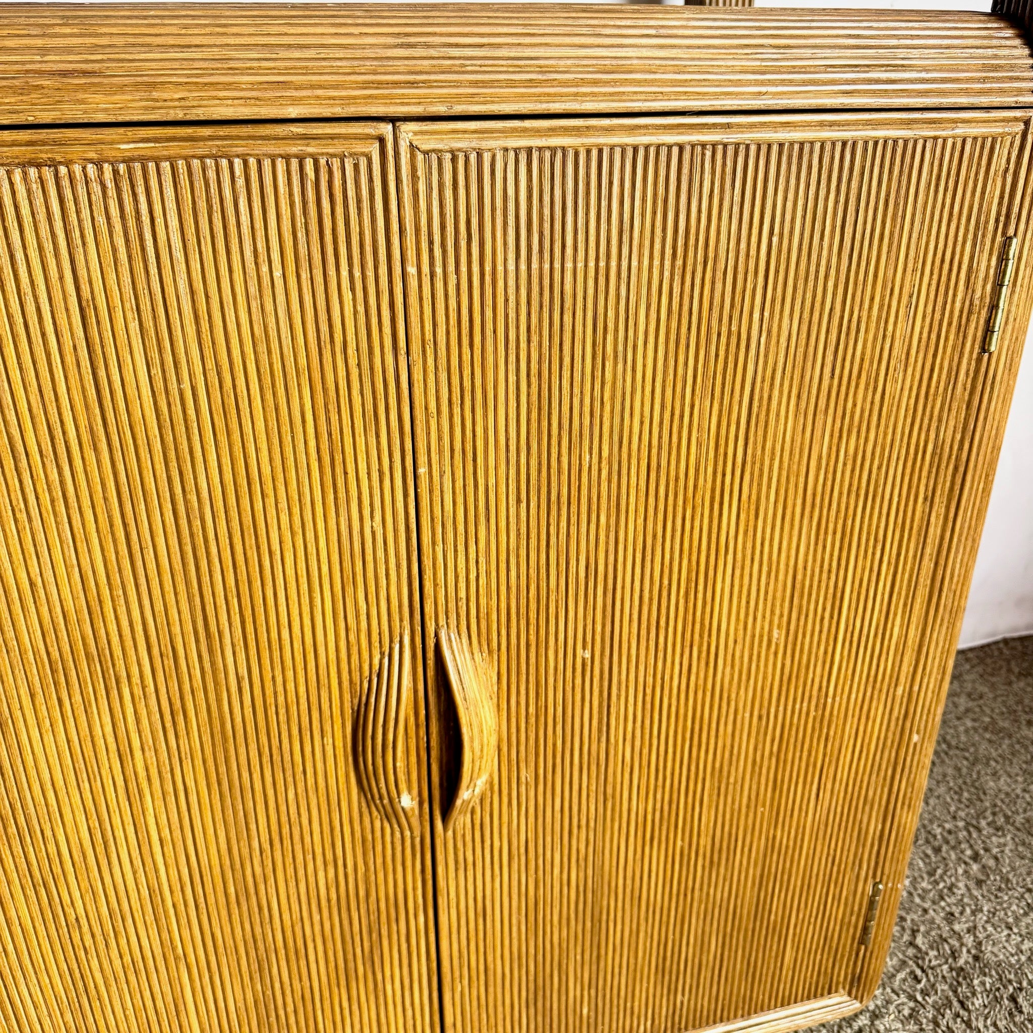 Boho Chic Swirl Pencil Reed Lighted Etageres/Bookshelves - A Pair