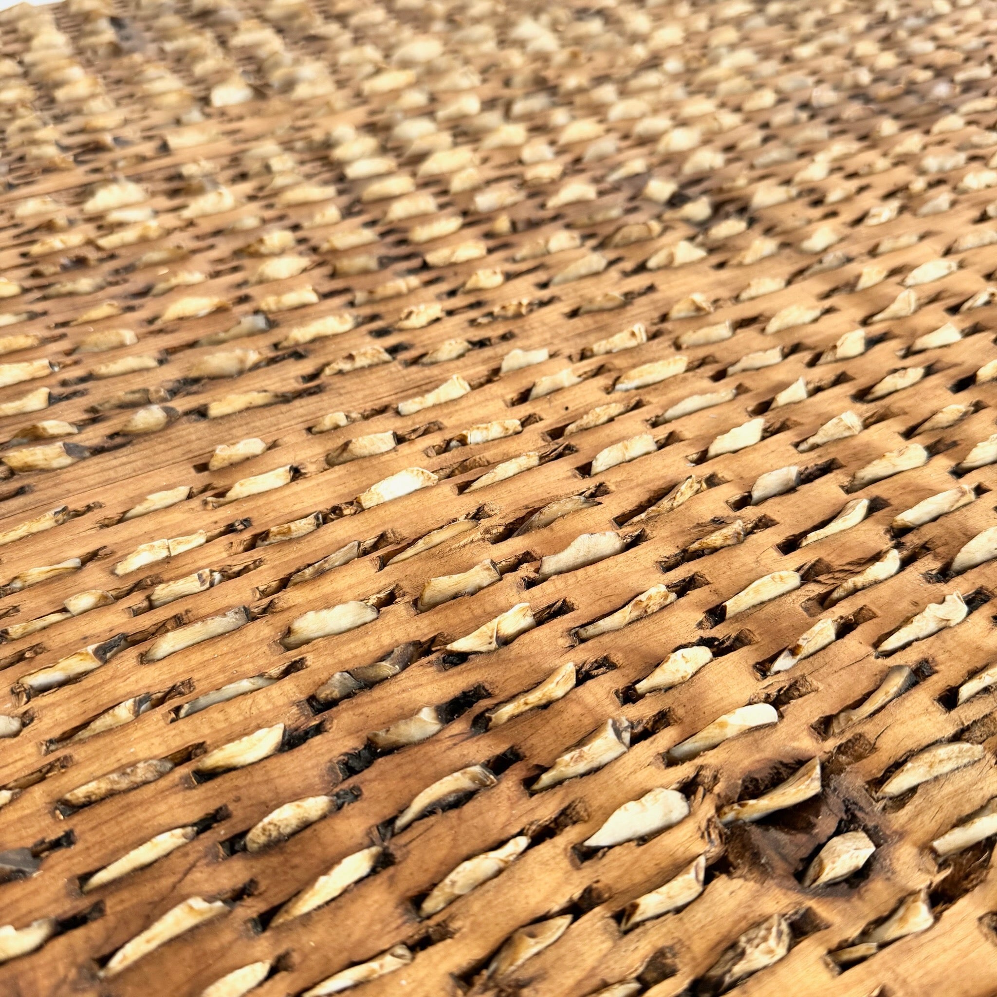 Antique Mediterranean Threshing Table/Coffee Table With Glass Top