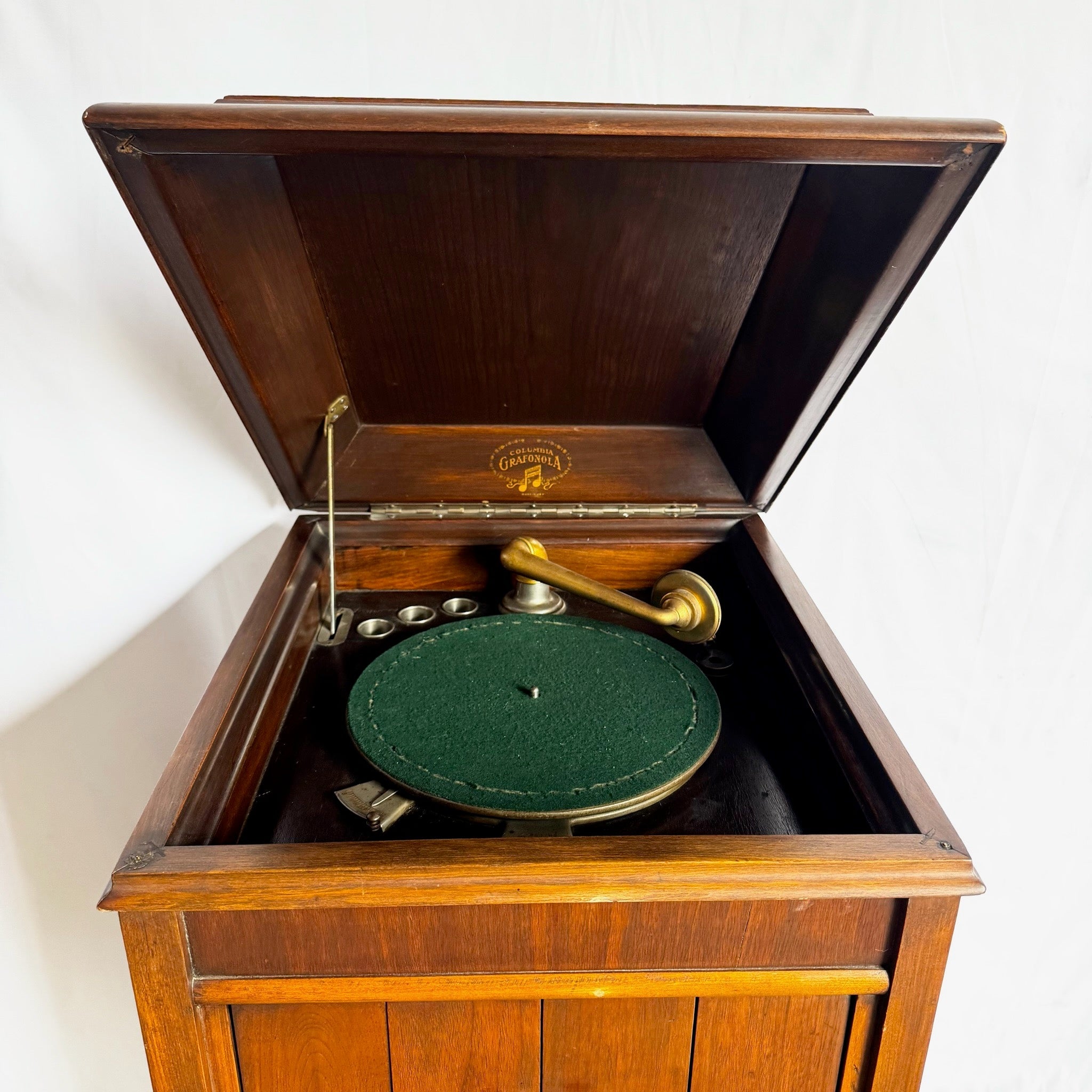 Antique Columbia Grafonola Phonograph Turn Table - Dolphin & Flamingo