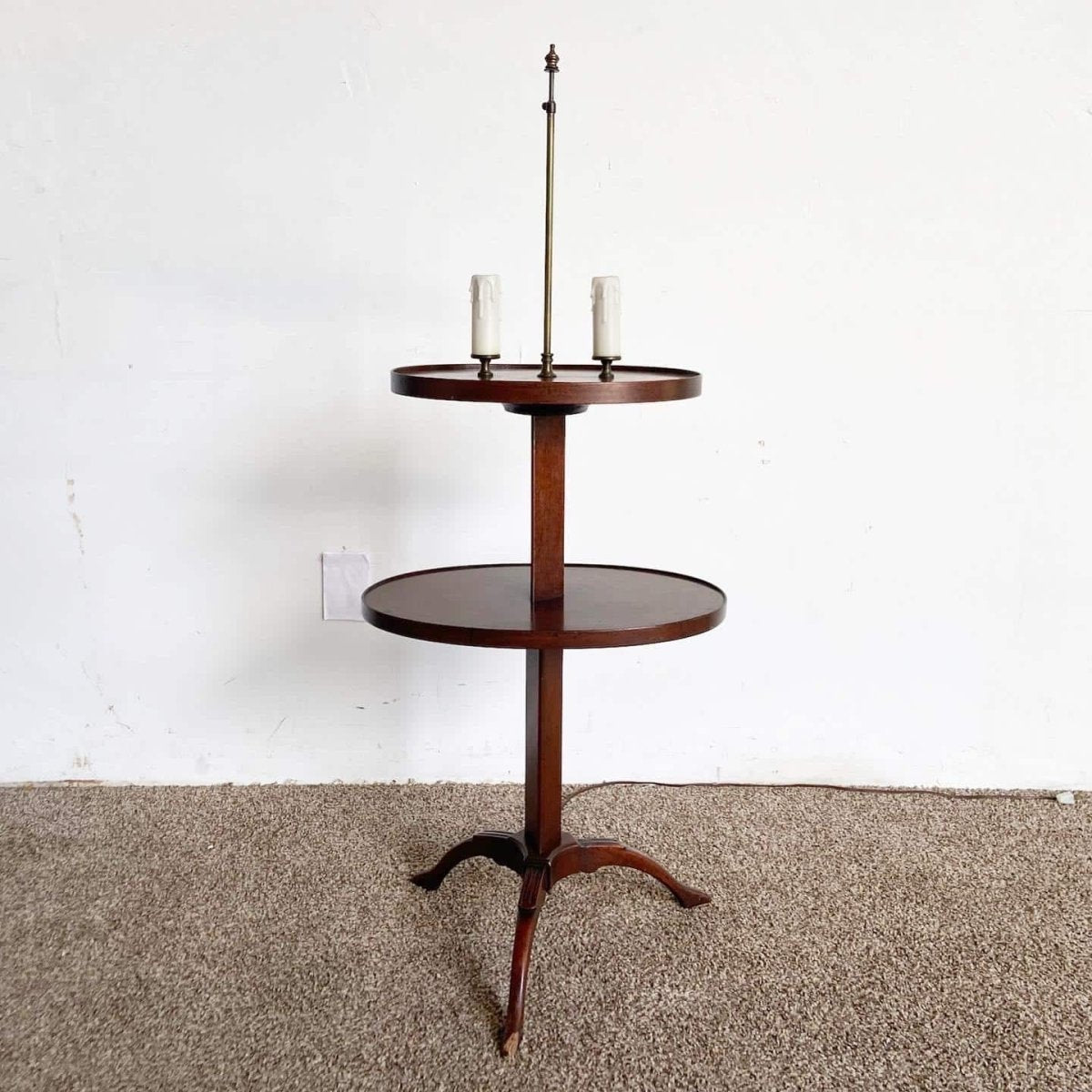 Antique Faux Candle Floor Lamp Side Table - Dolphin & Flamingo