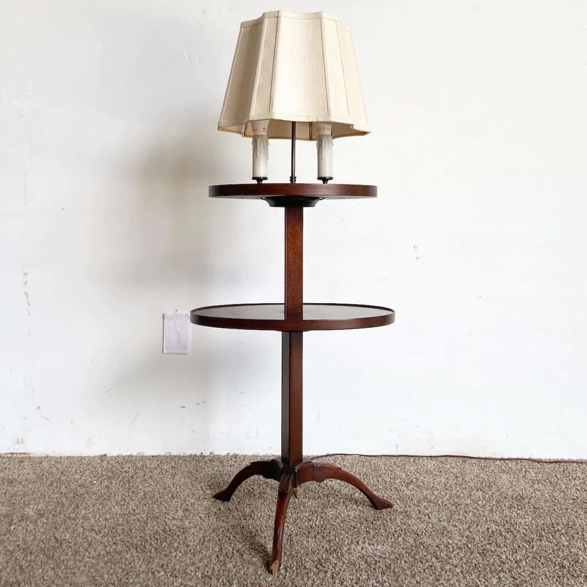Antique Faux Candle Floor Lamp Side Table - Dolphin & Flamingo