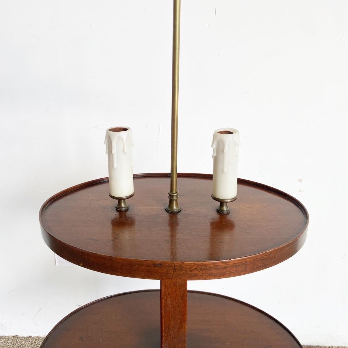 Antique Faux Candle Floor Lamp Side Table - Dolphin & Flamingo