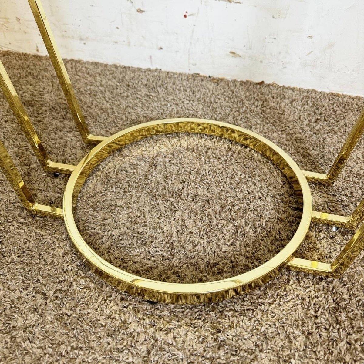 Art Deco Gold Oval Glass Top Side Table - Dolphin & Flamingo