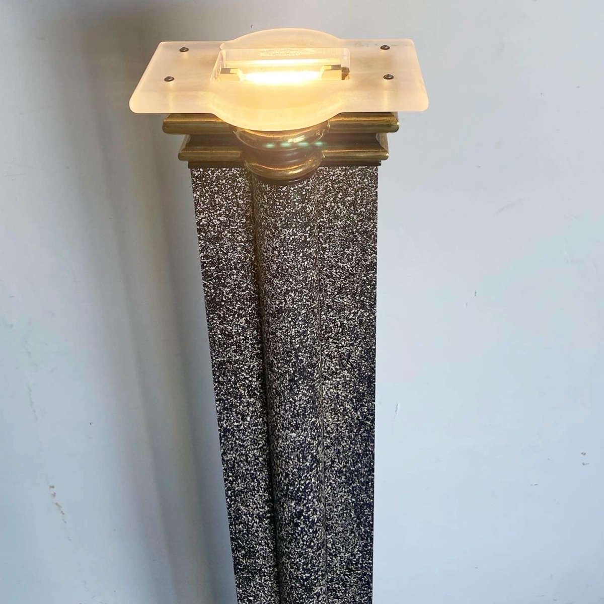 Art Deco Vintage Black White and Gold Torchiere Floor Lamp - Dolphin & Flamingo