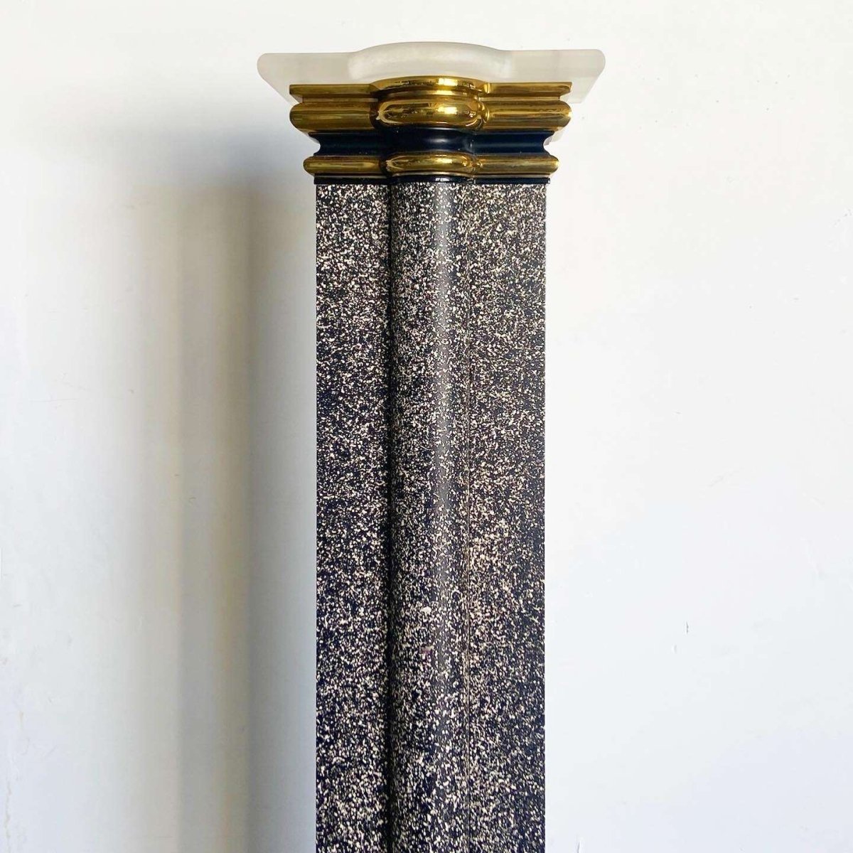 Art Deco Vintage Black White and Gold Torchiere Floor Lamp - Dolphin & Flamingo