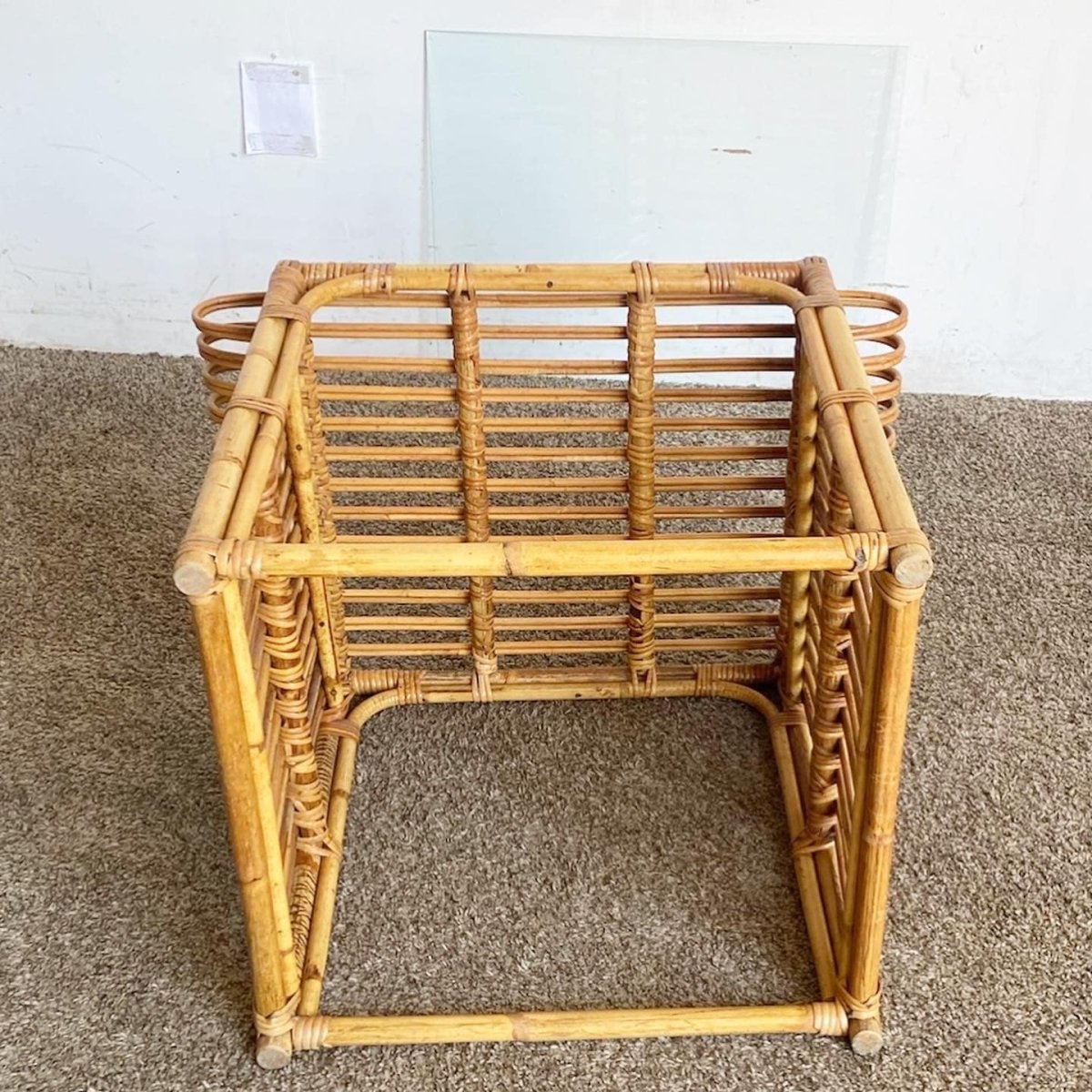 Boho Chic Bamboo Glass Top Side Table - Dolphin & Flamingo