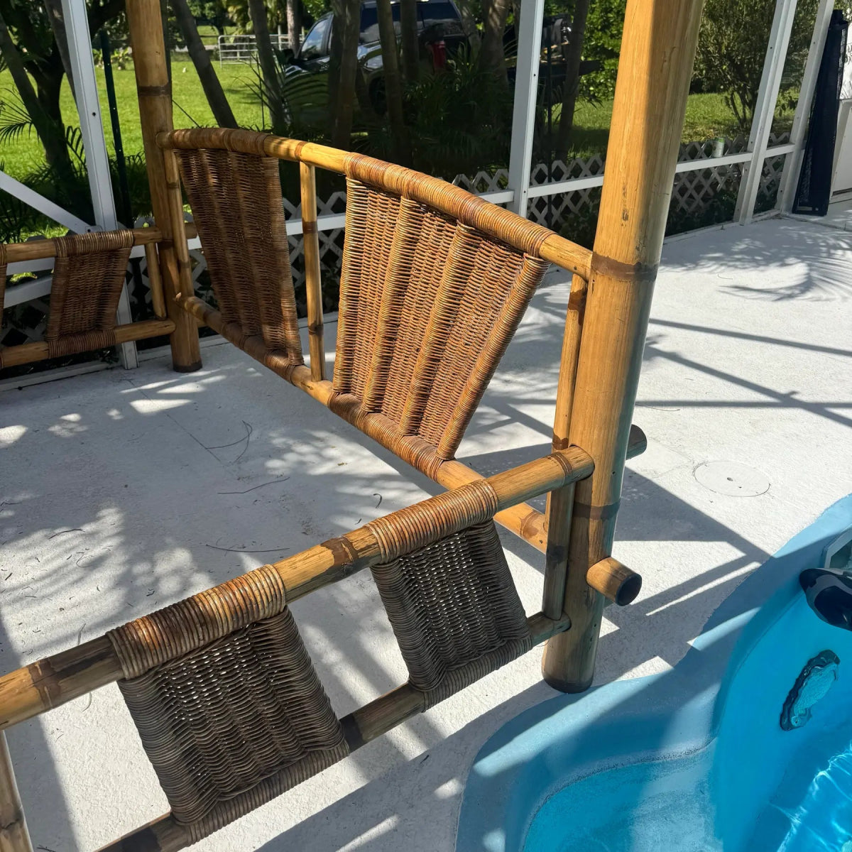 Boho Chic Bamboo King Size Canopy Bedframe - Dolphin & Flamingo