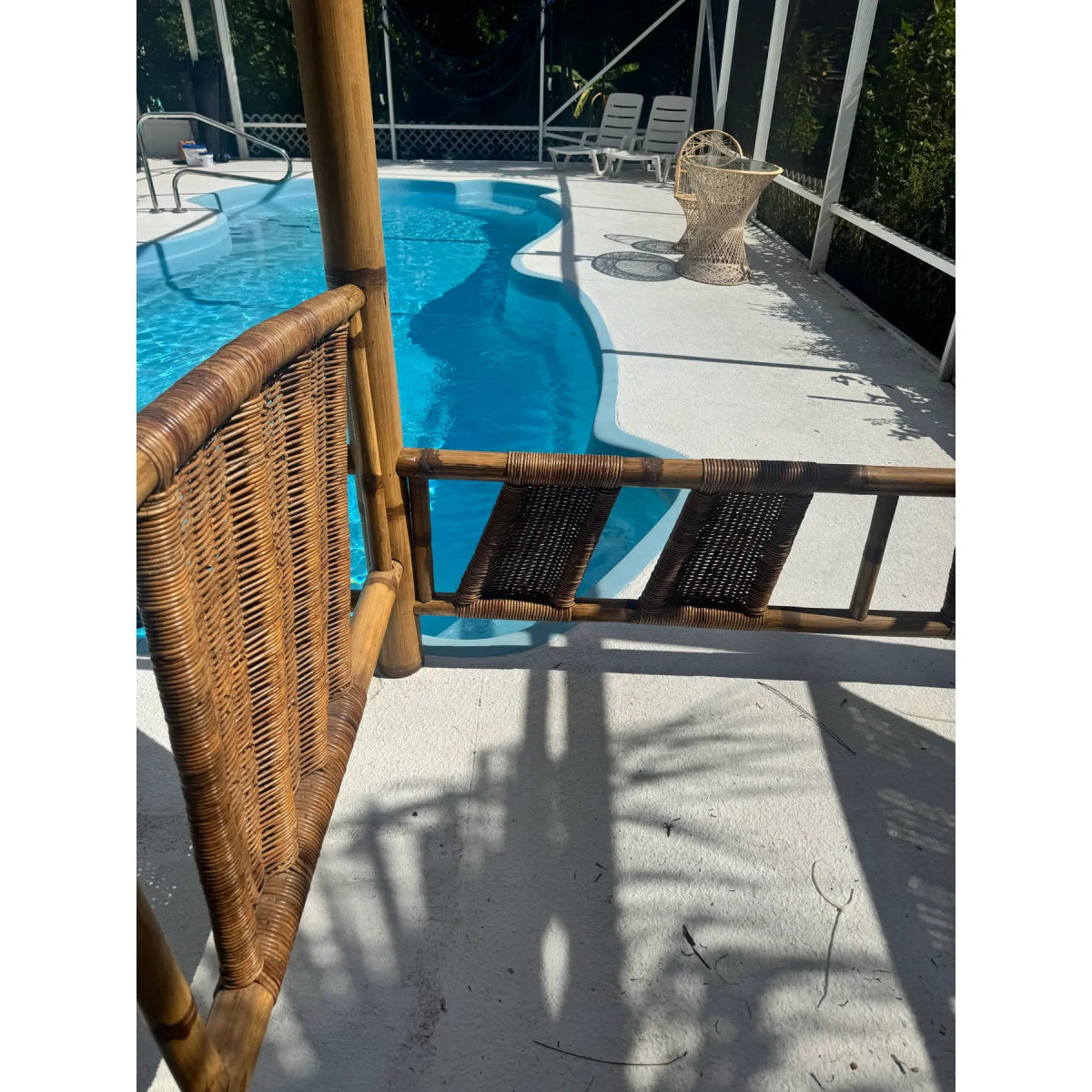 Boho Chic Bamboo King Size Canopy Bedframe - Dolphin & Flamingo