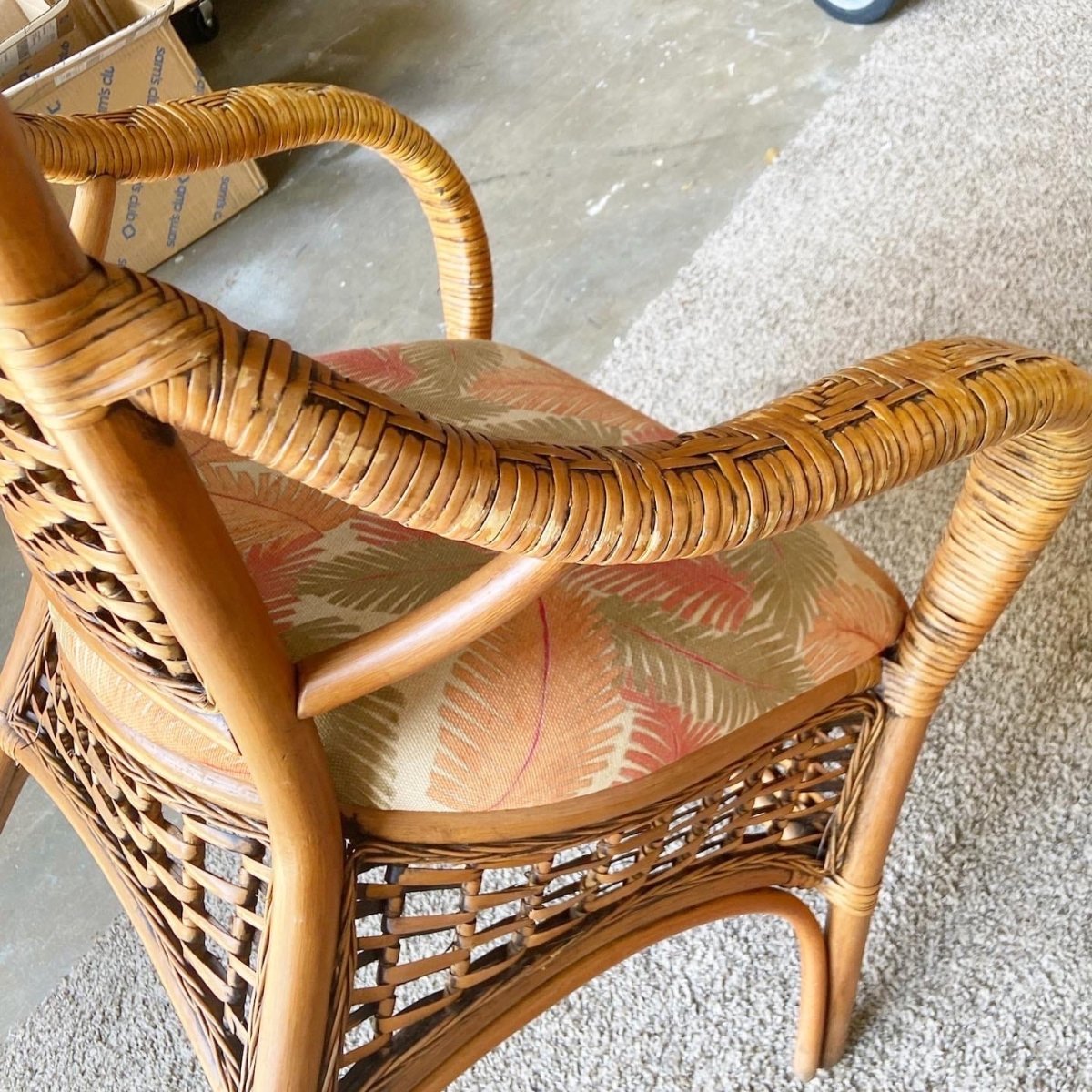 Boho Chic Bamboo Rattan and Wicker Dining Arm Chairs - Dolphin & Flamingo