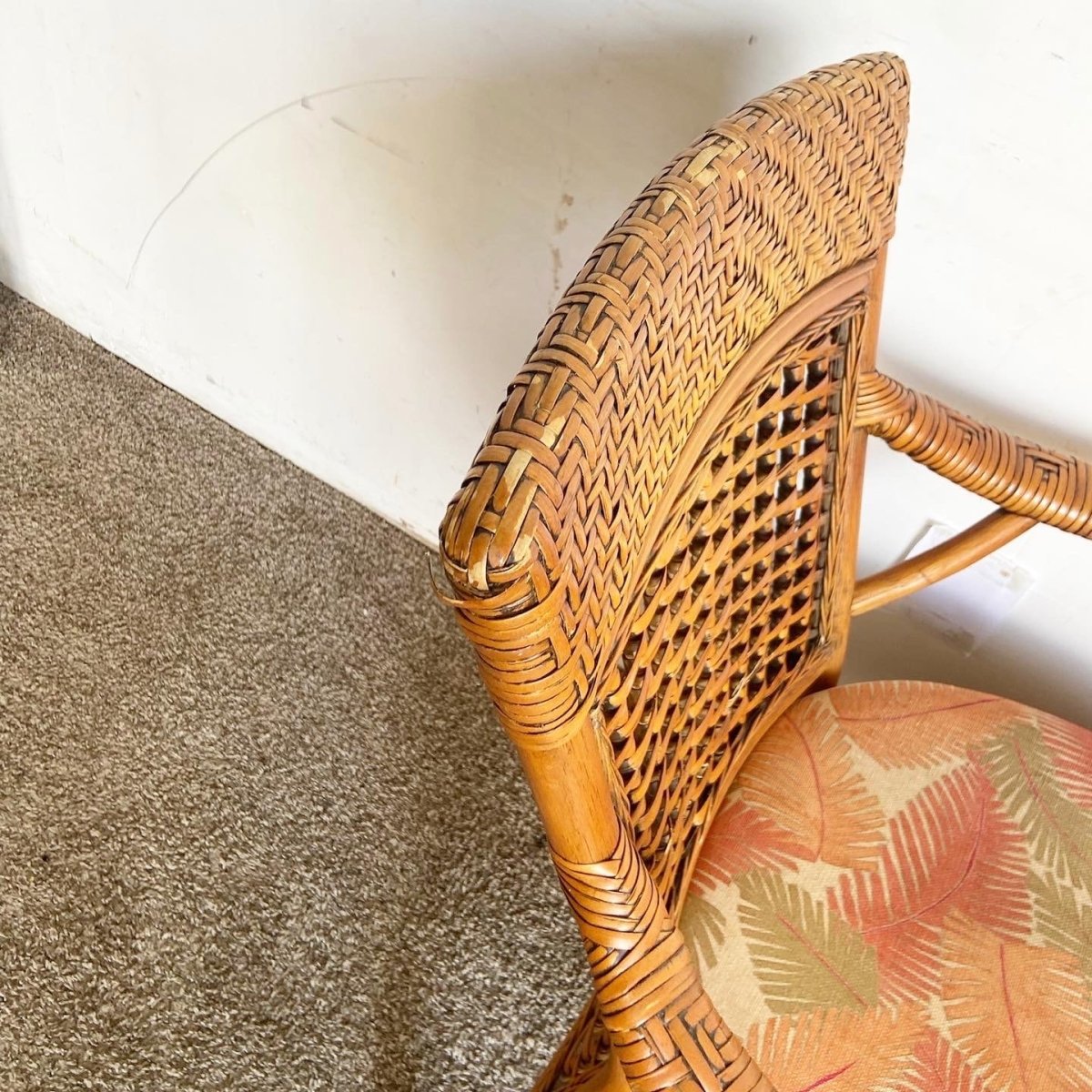 Boho Chic Bamboo Rattan and Wicker Dining Arm Chairs - Dolphin & Flamingo