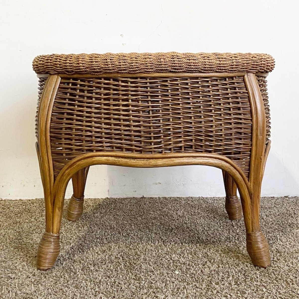 Boho Chic Bamboo Rattan and Wicker Glass Top Side Table - Dolphin & Flamingo