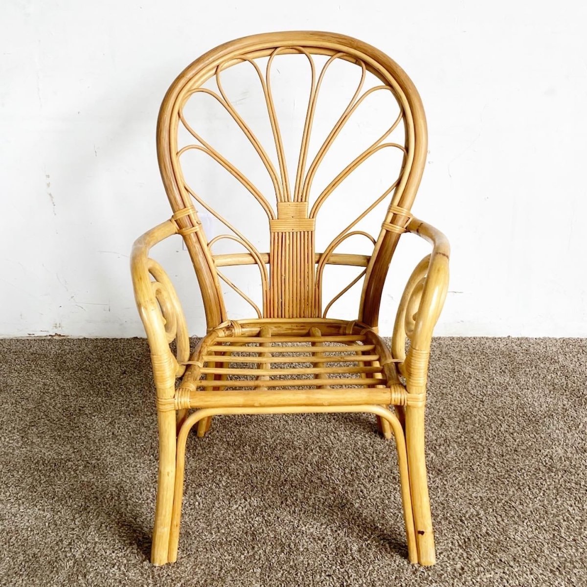 Boho Chic Bamboo Rattan Swirl Arm Chair - Dolphin & Flamingo