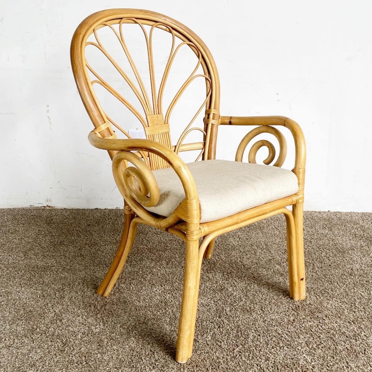 Bamboo Rattan Swirl Arm Chair – Dolphin Flamingo