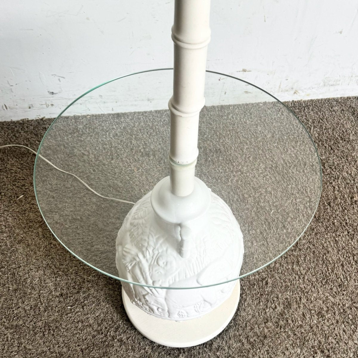 Boho Chic Elephant Ceramic Faux Bamboo Glass Floor Lamp/Side Table - Dolphin & Flamingo