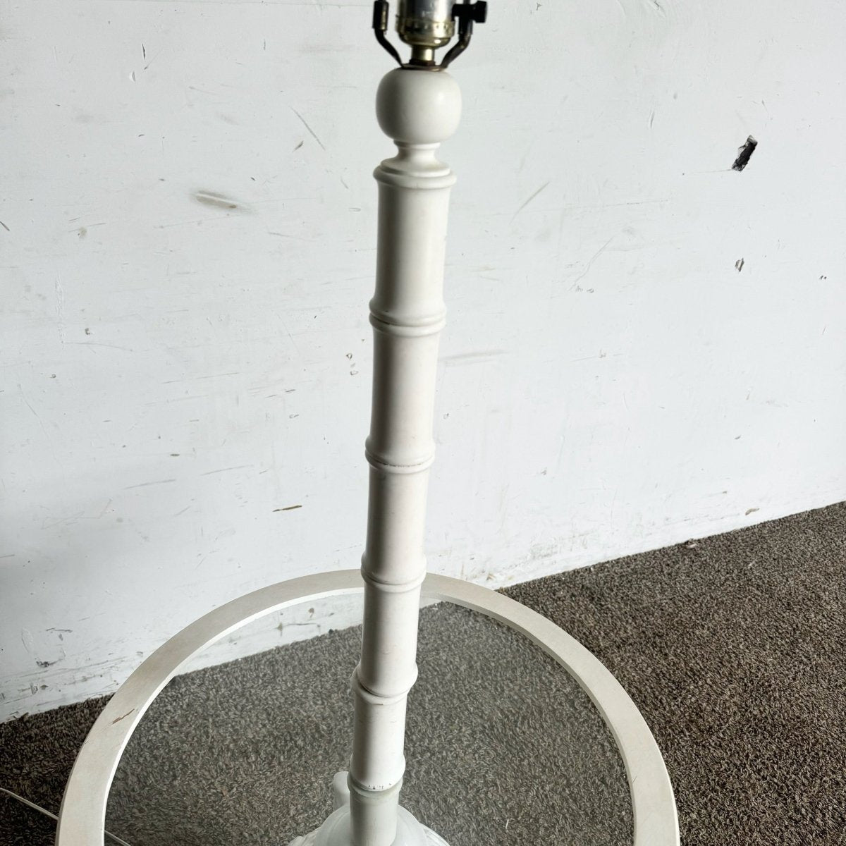 Boho Chic Elephant Ceramic Faux Bamboo Glass Floor Lamp/Side Table - Dolphin & Flamingo