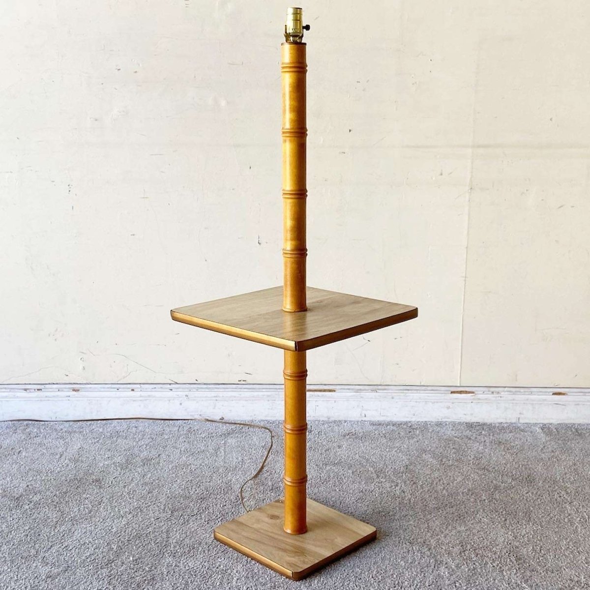 Boho Chic Faux Bamboo Side Table Floor Lamp - Dolphin & Flamingo