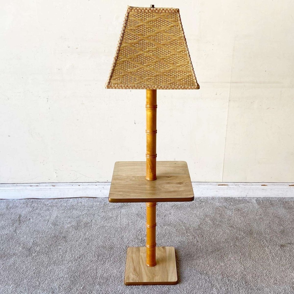 Boho Chic Faux Bamboo Side Table Floor Lamp - Dolphin & Flamingo