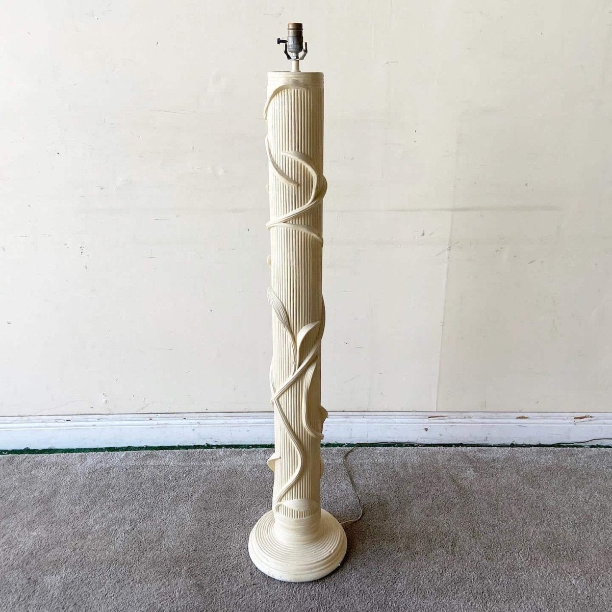 Boho Chic Faux Pencil Reed Ceramic Floor Lamp - Dolphin & Flamingo
