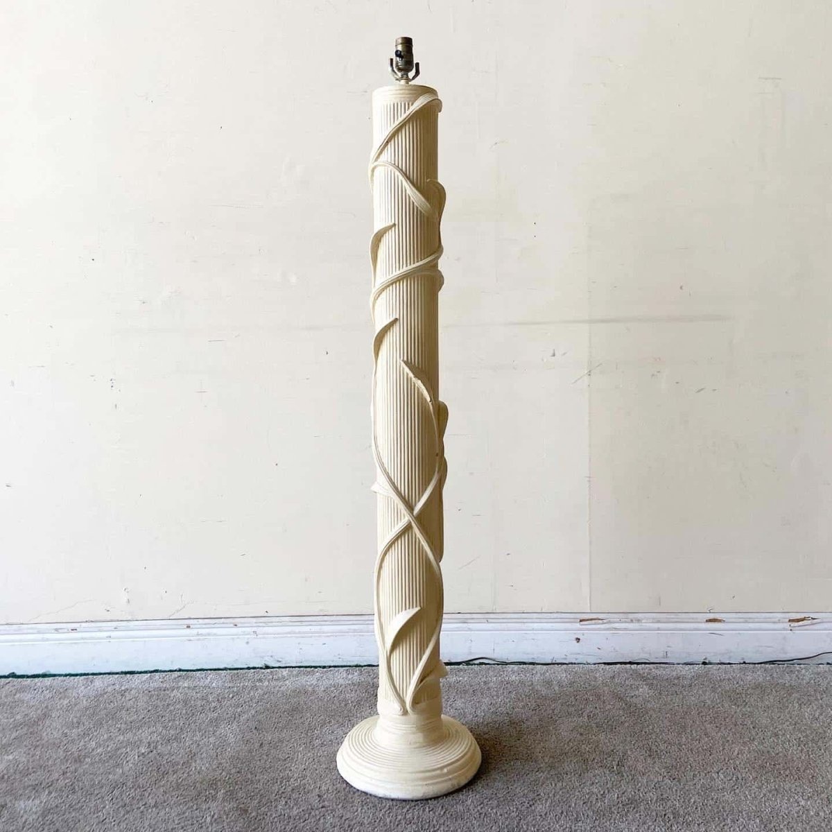 Boho Chic Faux Pencil Reed Ceramic Floor Lamp - Dolphin & Flamingo