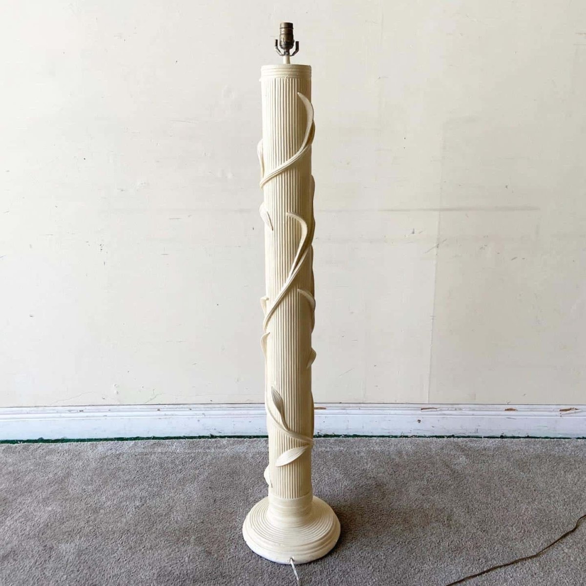 Boho Chic Faux Pencil Reed Ceramic Floor Lamp - Dolphin & Flamingo