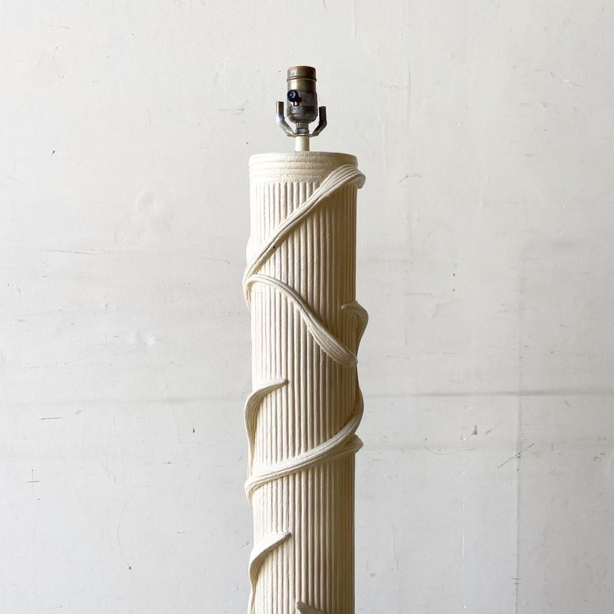 Boho Chic Faux Pencil Reed Ceramic Floor Lamp - Dolphin & Flamingo