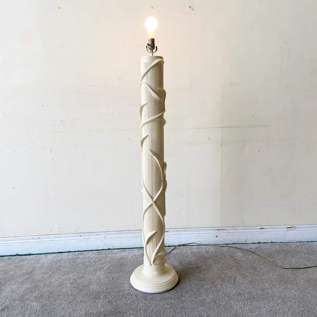 Boho Chic Faux Pencil Reed Ceramic Floor Lamp - Dolphin & Flamingo