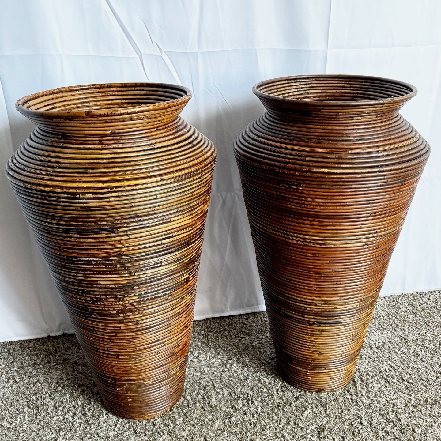 Boho Chic Pencil Reed Floor Vases - a Pair - Dolphin & Flamingo