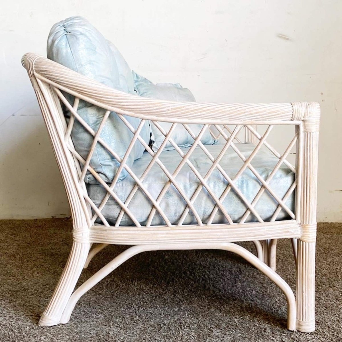 Boho Chic Pencil Reed Rattan Love Seat by Henry Link - Dolphin & Flamingo