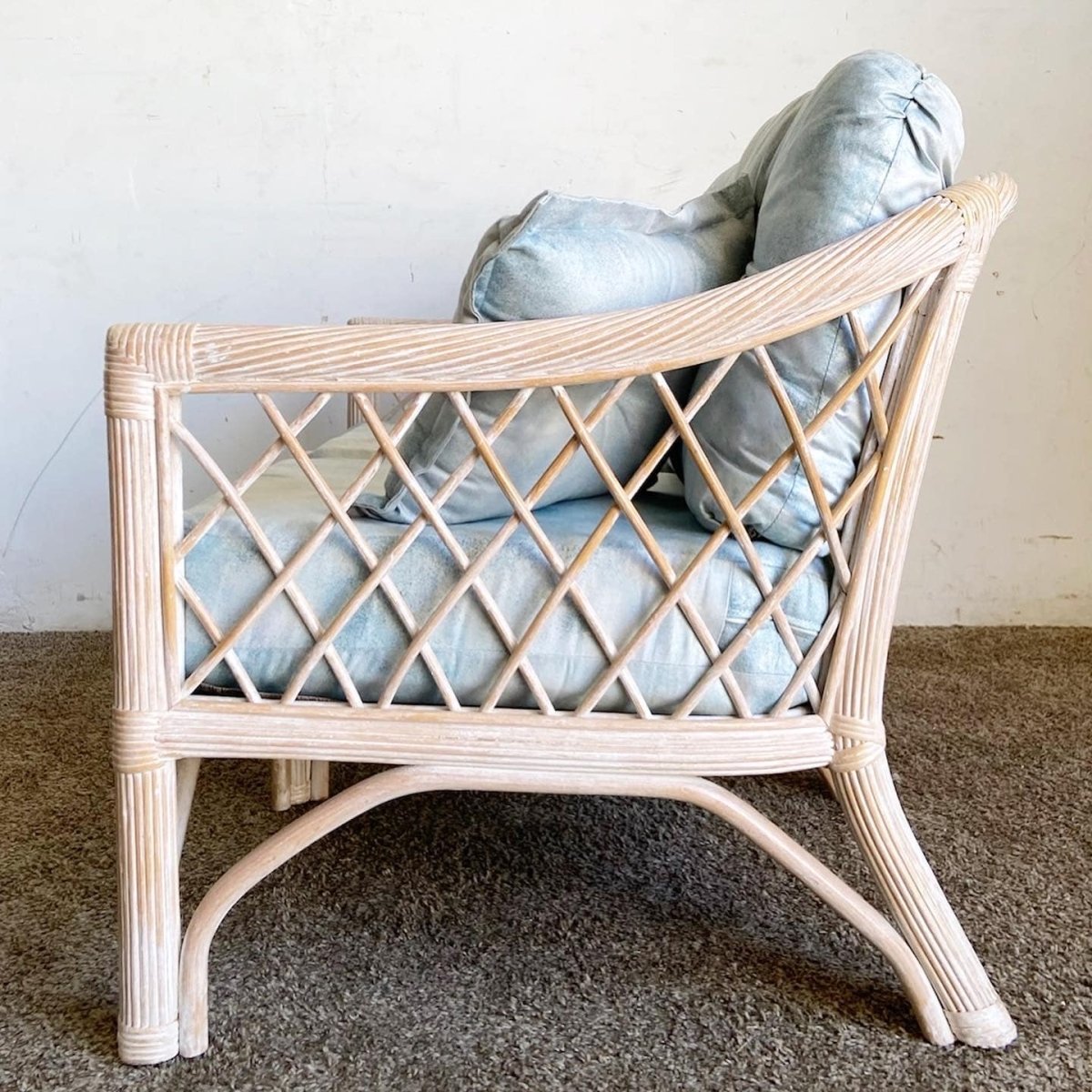Boho Chic Pencil Reed Rattan Love Seat by Henry Link - Dolphin & Flamingo