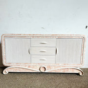 Boho Chic Pink Tessellated Stone and Pencil Reed Ribbon Credenza - Dolphin & Flamingo