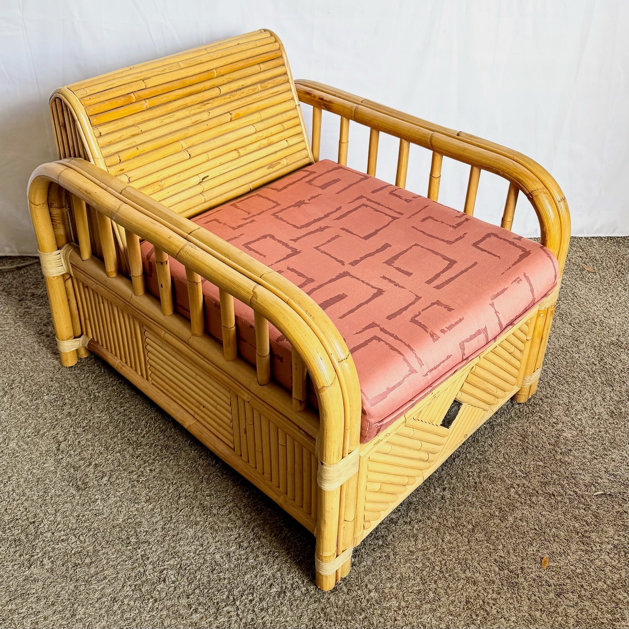Boho Chic Rattan Bamboo Lounge Chair - Dolphin & Flamingo