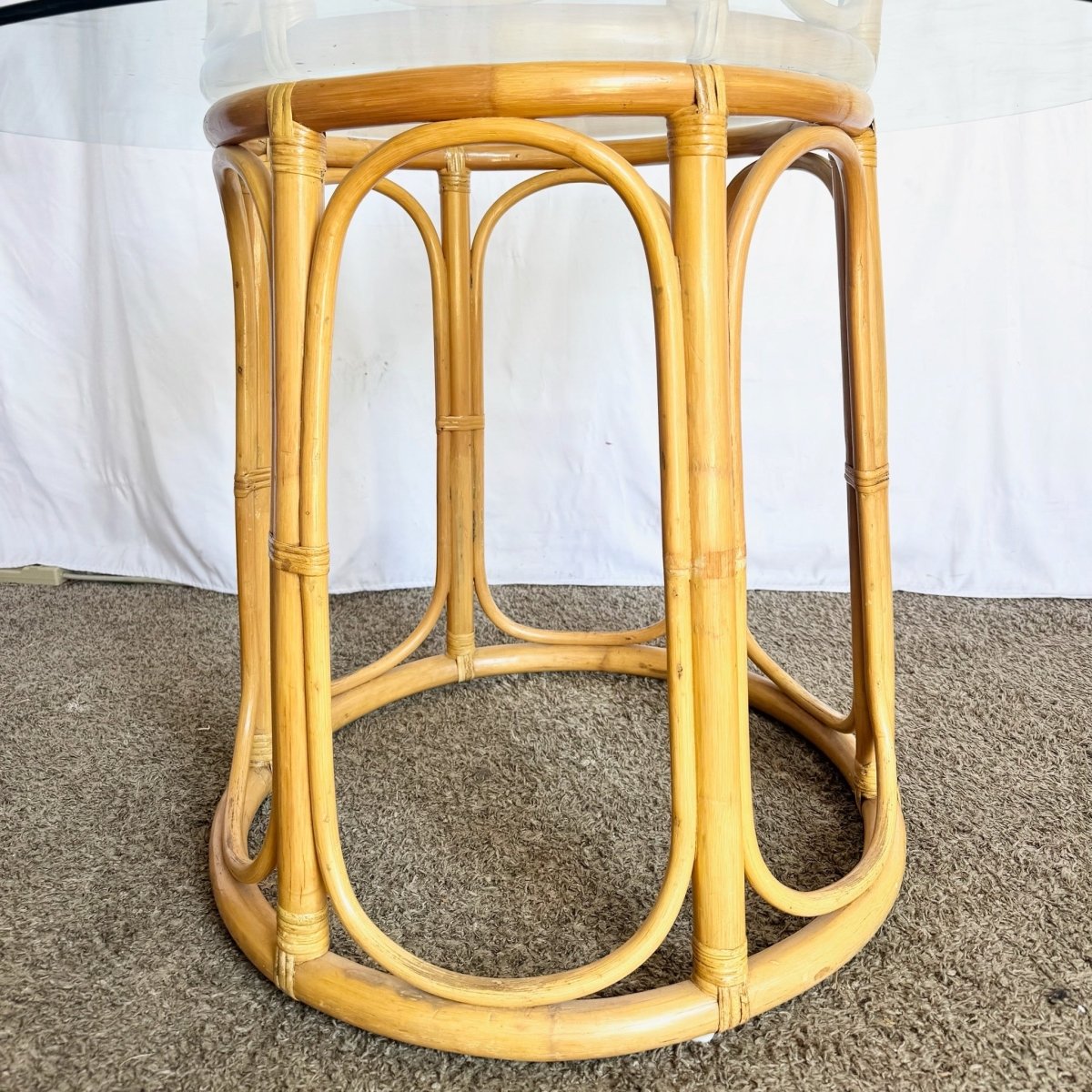 Boho Chic Rattan Glass Top Dining Table - Dolphin & Flamingo