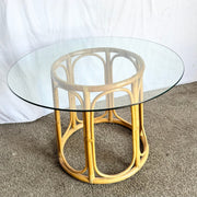 Boho Chic Rattan Glass Top Dining Table - Dolphin & Flamingo