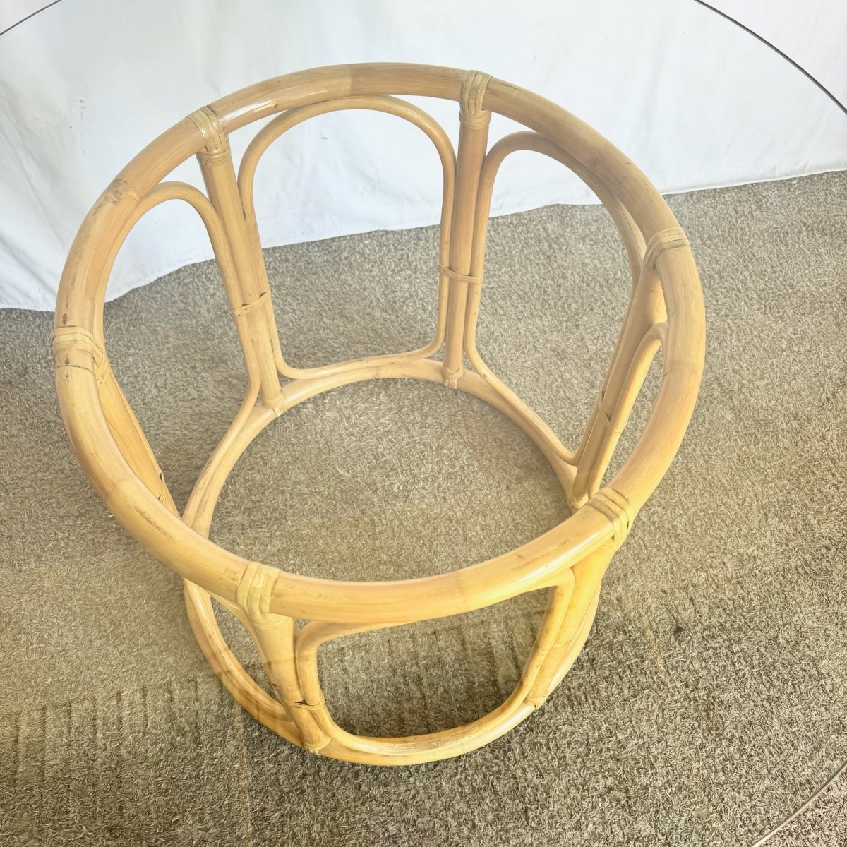 Boho Chic Rattan Glass Top Dining Table - Dolphin & Flamingo