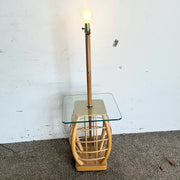 Boho Chic Rattan Glass Top Top Floor Lamp/Side Table - Dolphin & Flamingo
