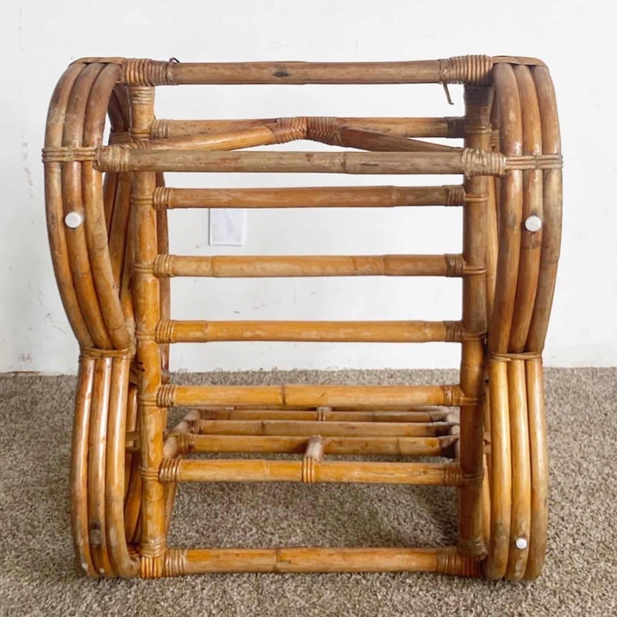 Boho Chic Three Strand Rattan Pretzel Sofa and Chair After Frankl - 2 Pieces - Dolphin & Flamingo