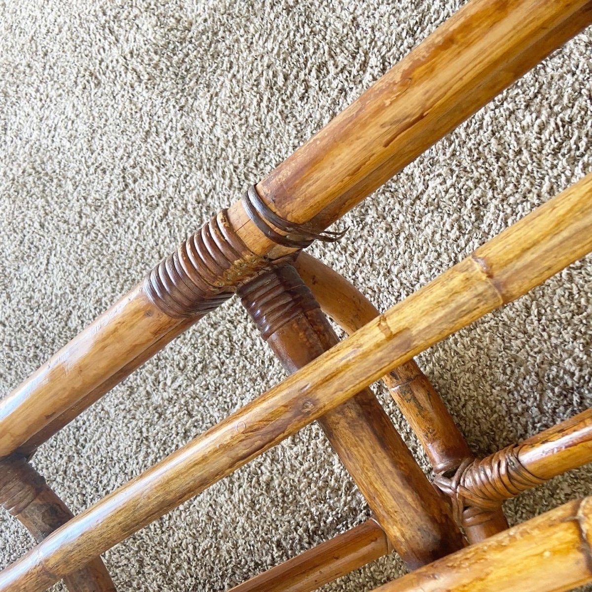 Boho Chic Three Strand Rattan Pretzel Sofa and Chair After Frankl - 2 Pieces - Dolphin & Flamingo