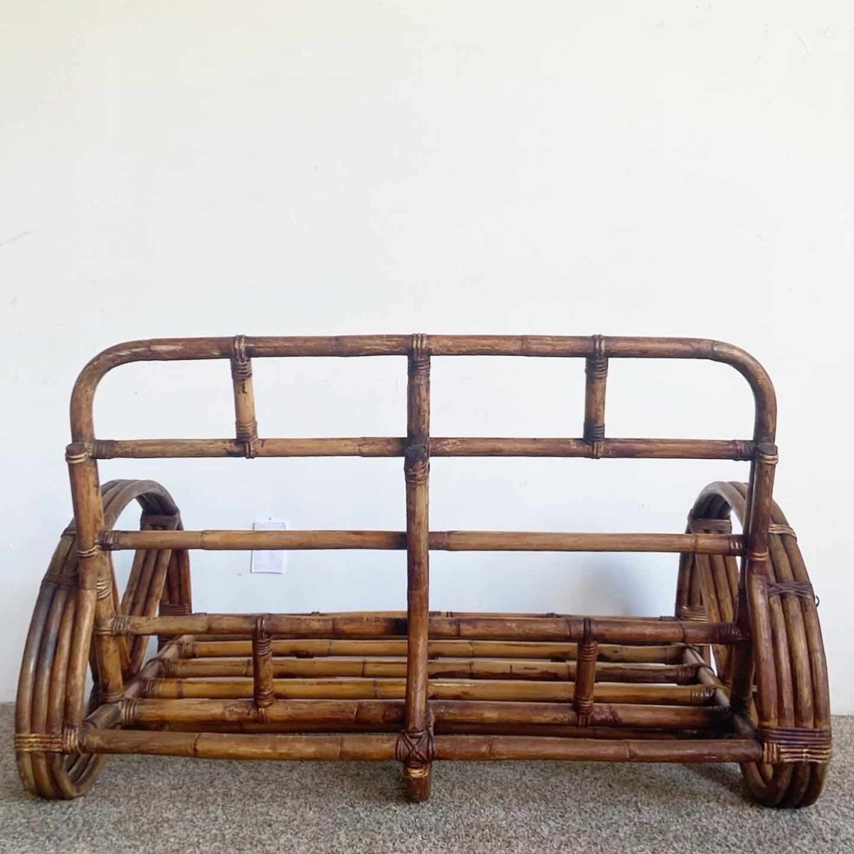 Boho Chic Three Strand Rattan Pretzel Sofa and Chair After Frankl - 2 Pieces - Dolphin & Flamingo