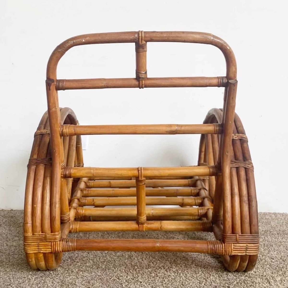 Boho Chic Three Strand Rattan Pretzel Sofa and Chair After Frankl - 2 Pieces - Dolphin & Flamingo