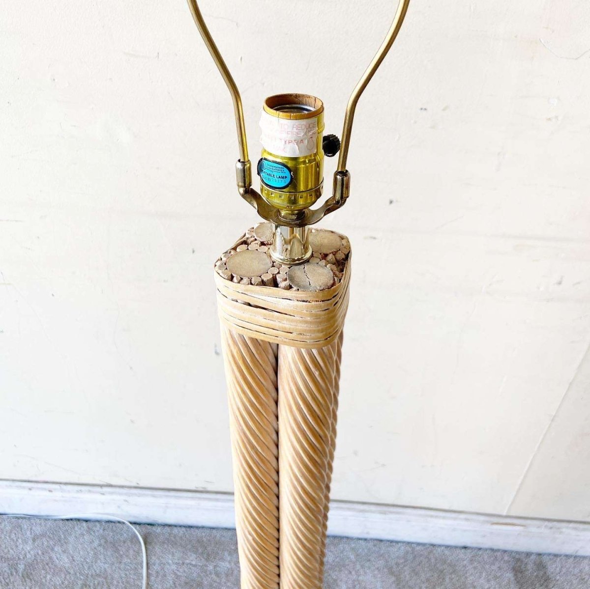 Boho Chic Twisted Pencil Reed Floor Lamp - Dolphin & Flamingo