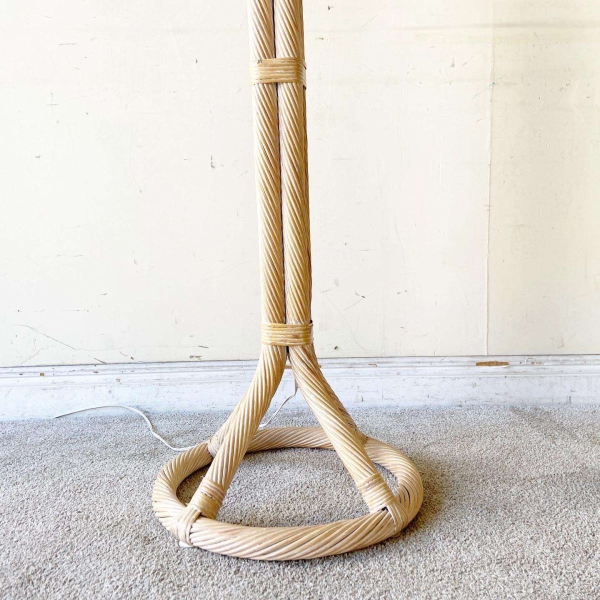 Boho Chic Twisted Pencil Reed Floor Lamp - Dolphin & Flamingo