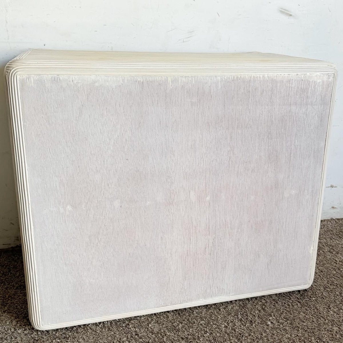 Boho Chic White Washed Ribbon Pencil Reed Cabinet/Sideboard - Dolphin & Flamingo