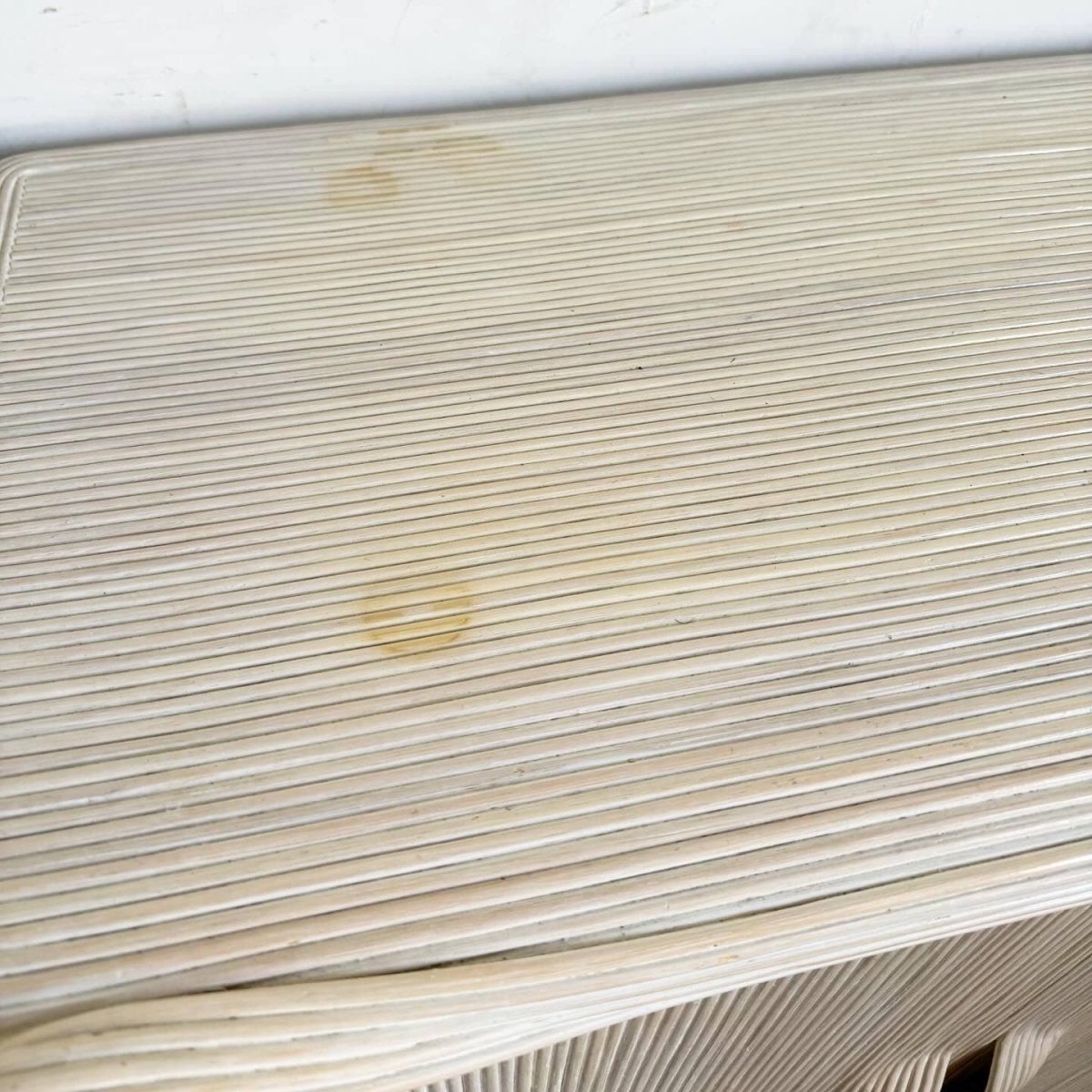 Boho Chic White Washed Ribbon Pencil Reed Cabinet/Sideboard - Dolphin & Flamingo