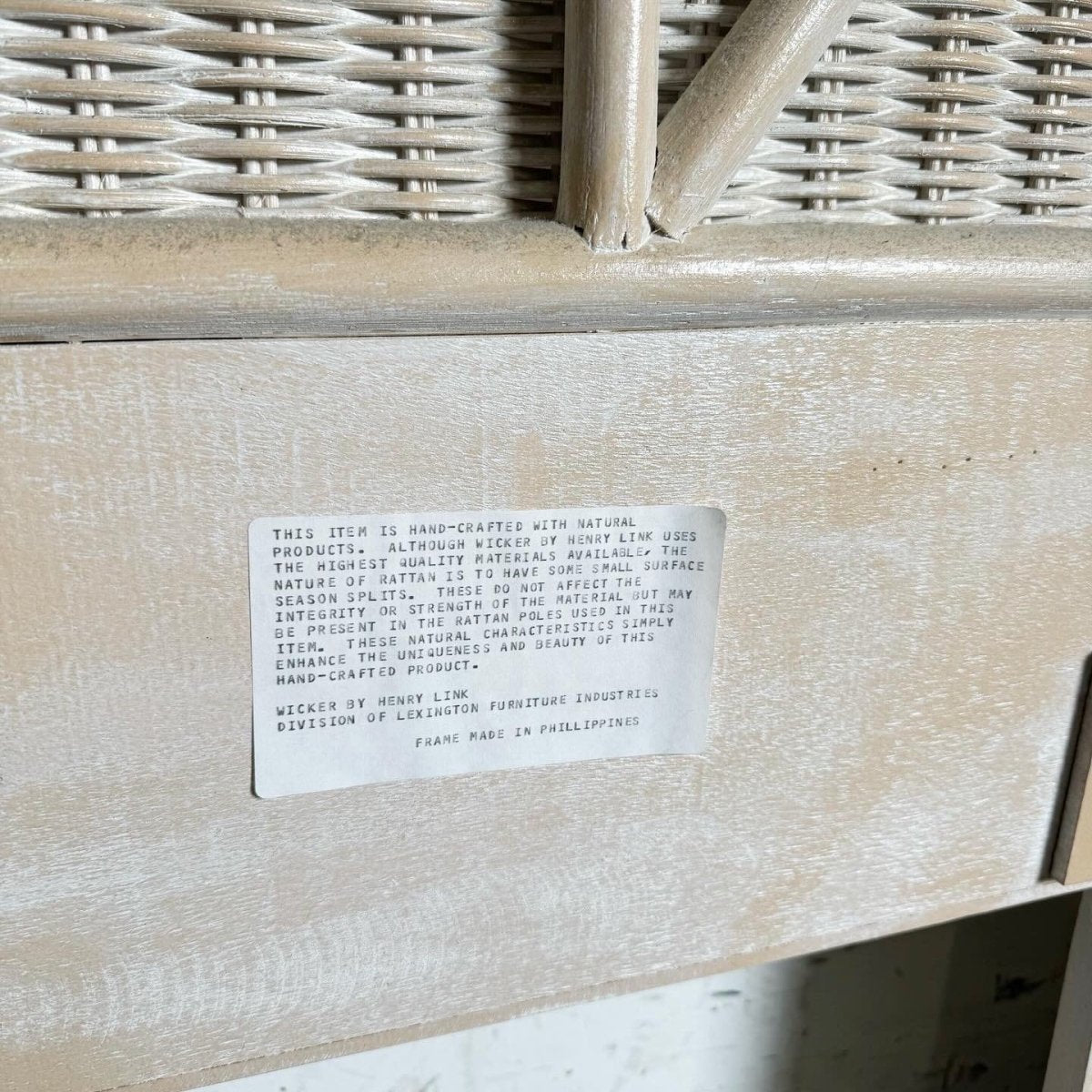 Boho Chic White Washed Wicker Twin Size Headboards by Henry Link - a Pair - Dolphin & Flamingo