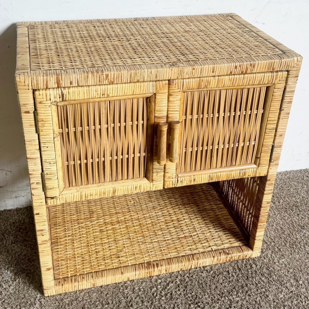 Boho Chic Wicker Rattan Sideboard Cabinet - Dolphin & Flamingo